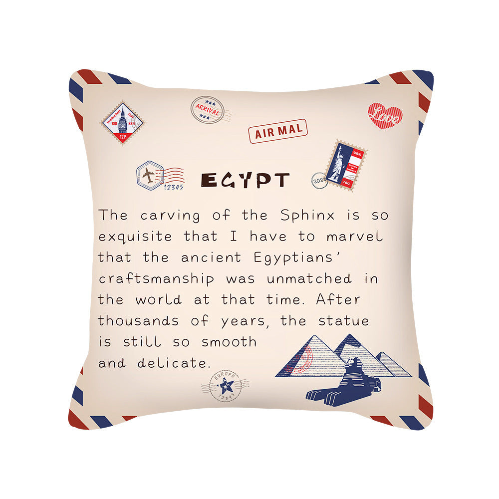 KTX-276499 Peach Skin Envelope Pillowcase with Retro Design - 45x45cm