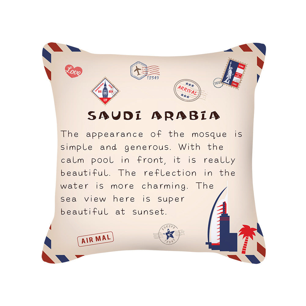 KTX-276499 Peach Skin Envelope Pillowcase with Retro Design - 45x45cm