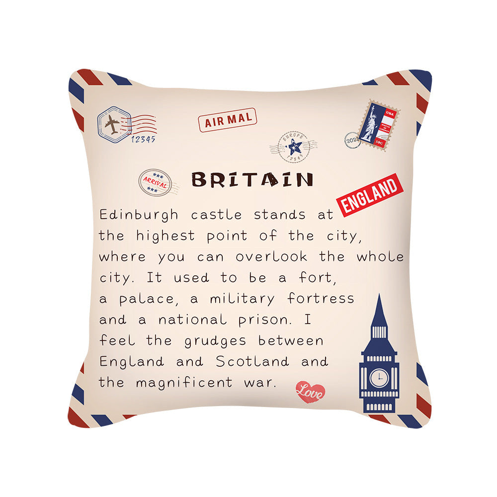 KTX-276499 Peach Skin Envelope Pillowcase with Retro Design - 45x45cm