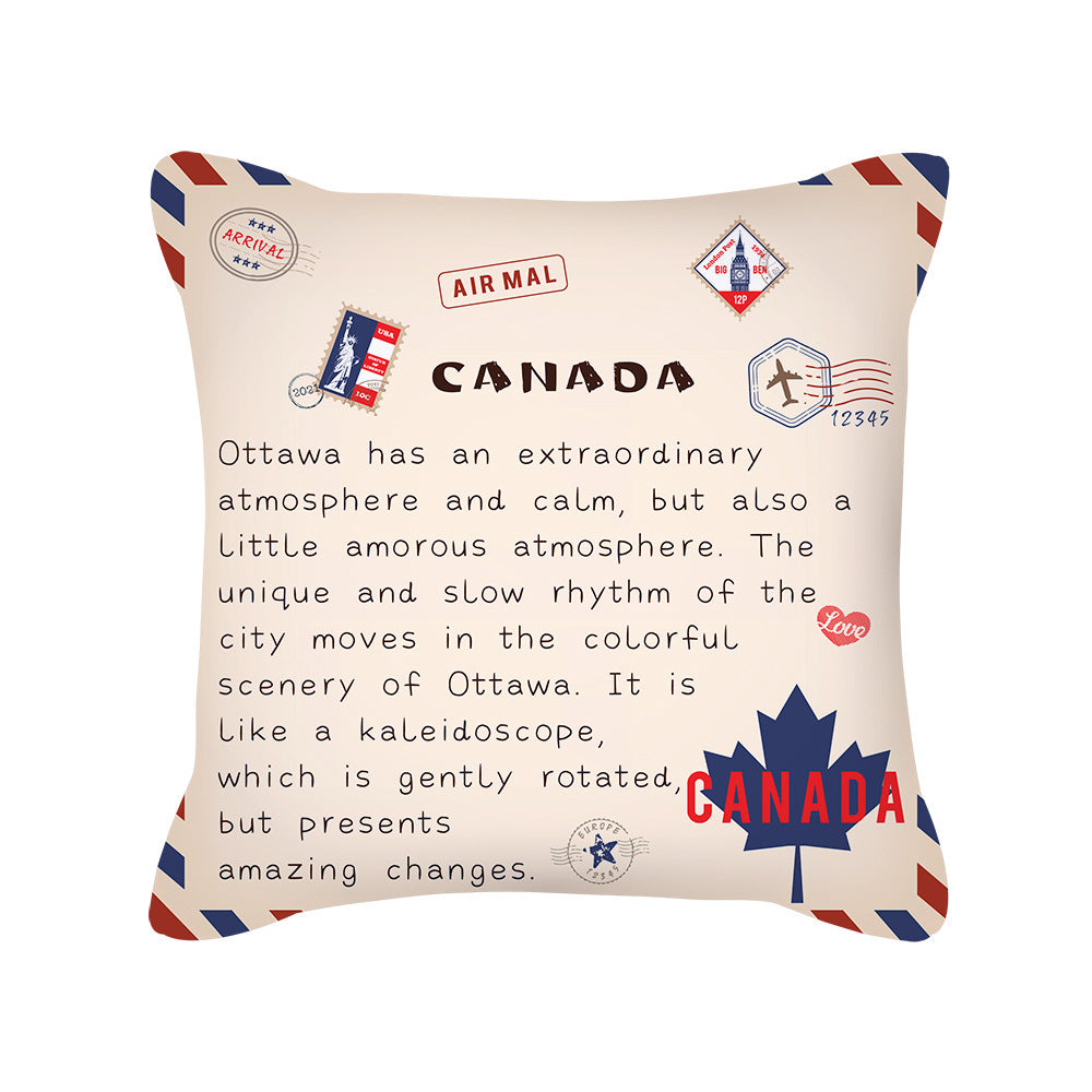 KTX-276499 Peach Skin Envelope Pillowcase with Retro Design - 45x45cm