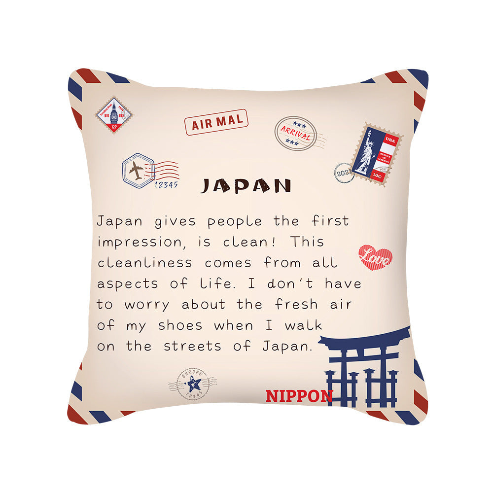 KTX-276499 Peach Skin Envelope Pillowcase with Retro Design - 45x45cm