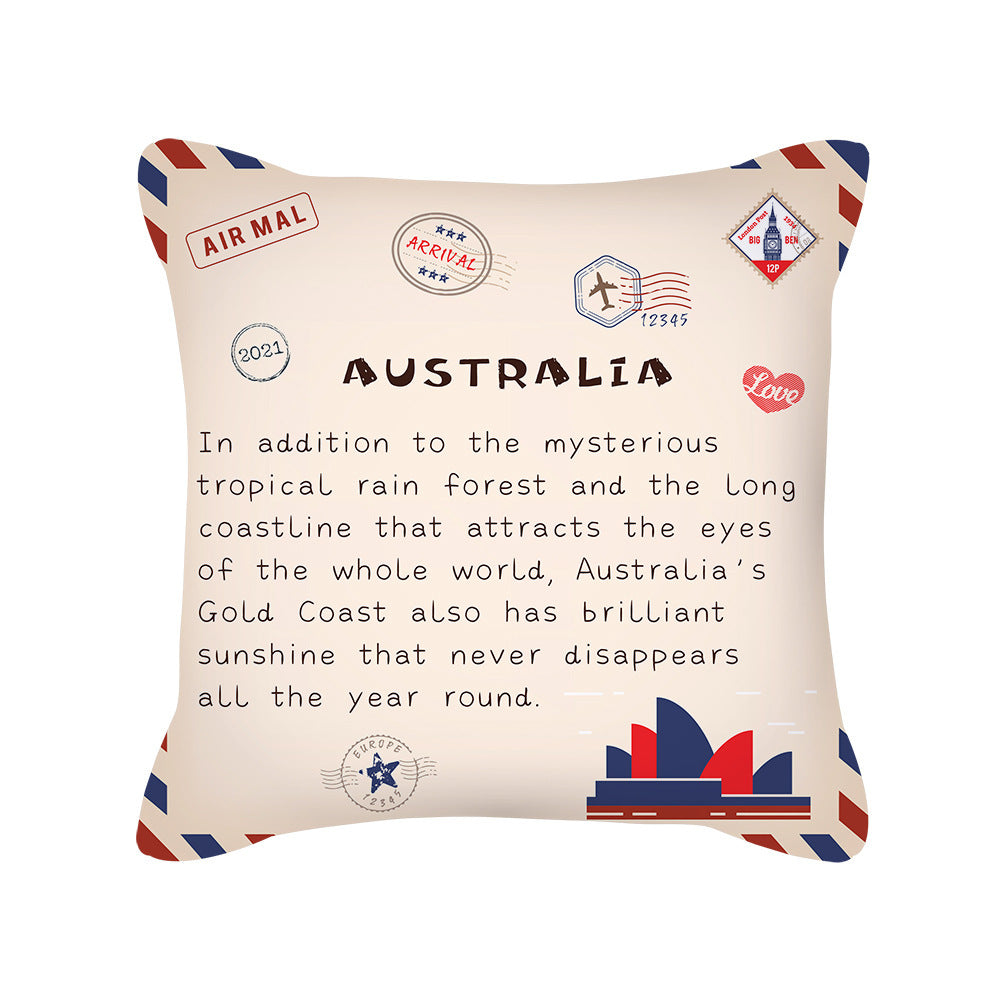 KTX-276499 Peach Skin Envelope Pillowcase with Retro Design - 45x45cm