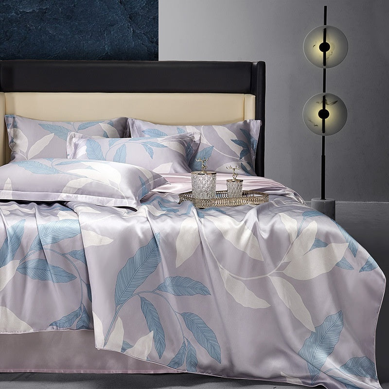 KTX-277075 Silk Four-Piece Bedding Set with Quilt Cover, Bed Sheet, and Pillowcases