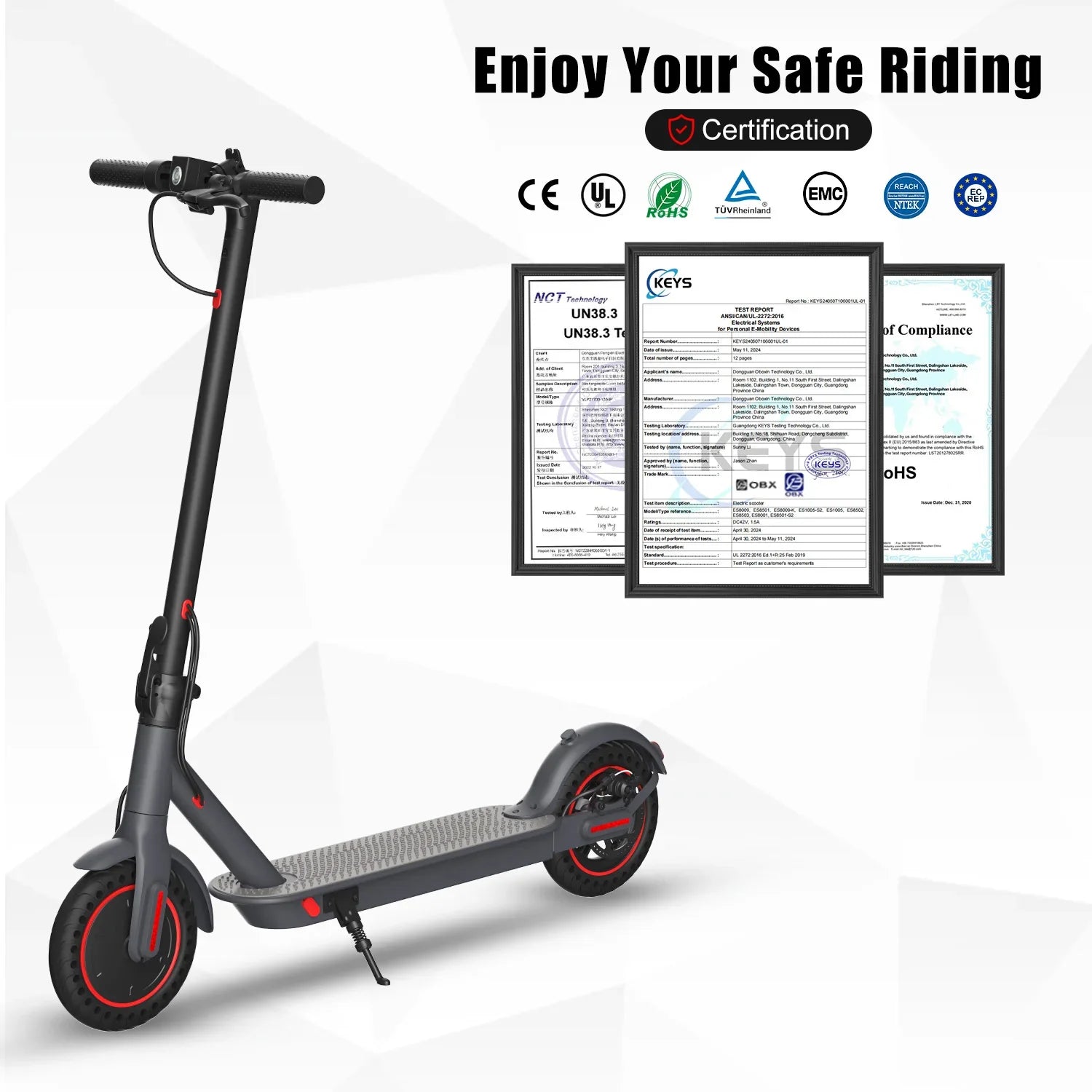KTX-277779 Foldable 8.5 Inch Electric Scooter, 350W Motor, 36V Lithium Battery, Waterproof, Max Speed 25km/h, Range 22-30KM