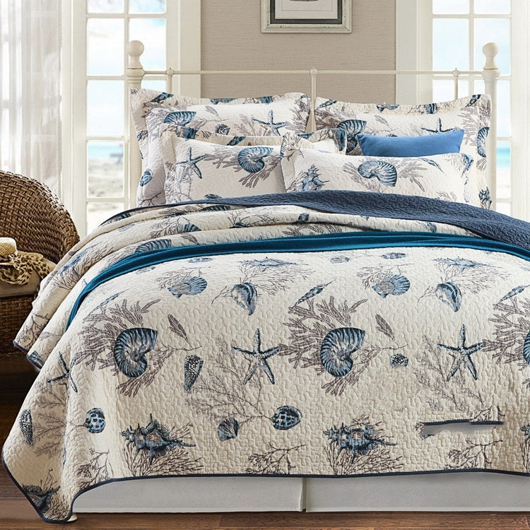 KTX-279059 Pure Cotton Summer Cooling Bedspread Set - 3-Piece Euro Style Duvet Cover with Pillowcases
