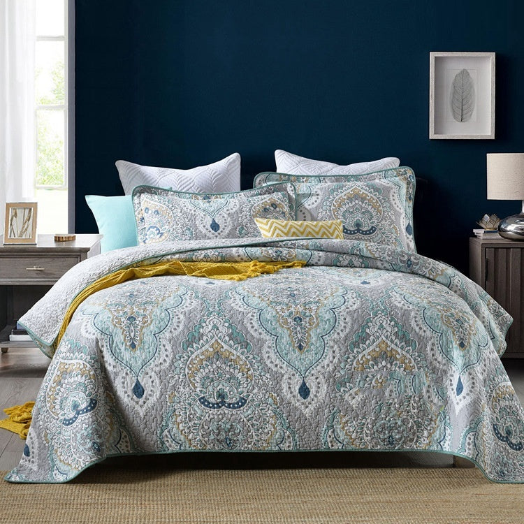 KTX-279059 Pure Cotton Summer Cooling Bedspread Set - 3-Piece Euro Style Duvet Cover with Pillowcases