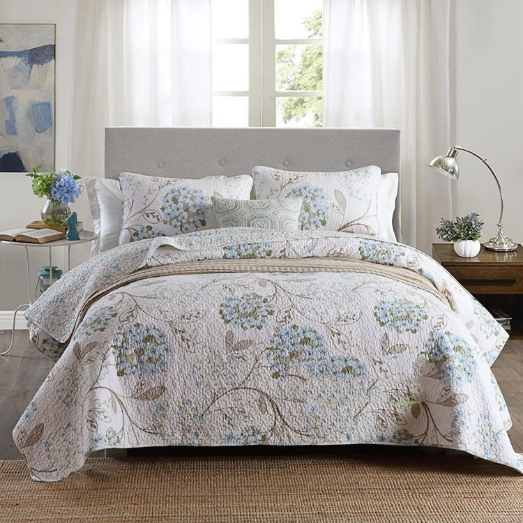 KTX-279059 Pure Cotton Summer Cooling Bedspread Set - 3-Piece Euro Style Duvet Cover with Pillowcases