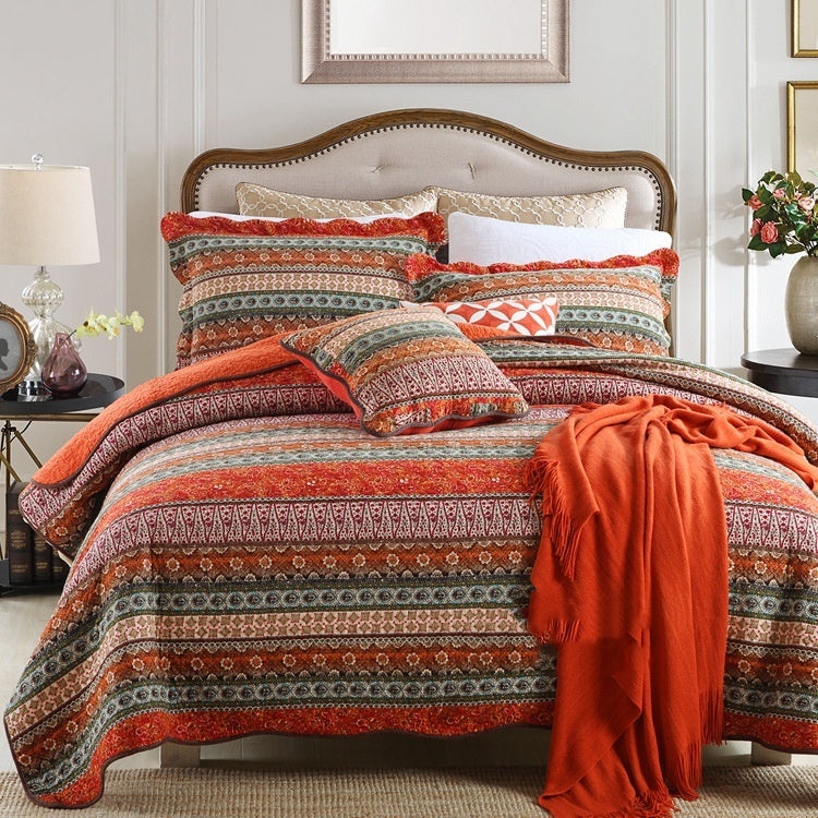 KTX-279059 Pure Cotton Summer Cooling Bedspread Set - 3-Piece Euro Style Duvet Cover with Pillowcases