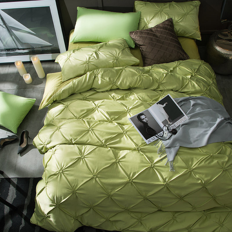 KTX-279379 Gorgeous Nature Color Imitated Silk Satin Bed Set - 3 Piece Children's and Adults' Bedding