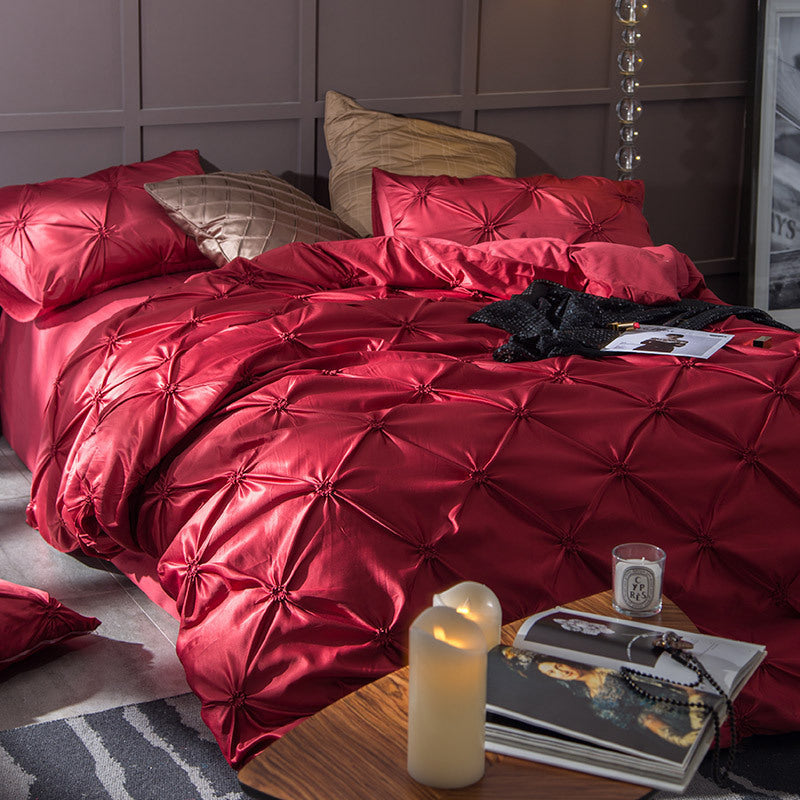 KTX-279379 Gorgeous Nature Color Imitated Silk Satin Bed Set - 3 Piece Children's and Adults' Bedding