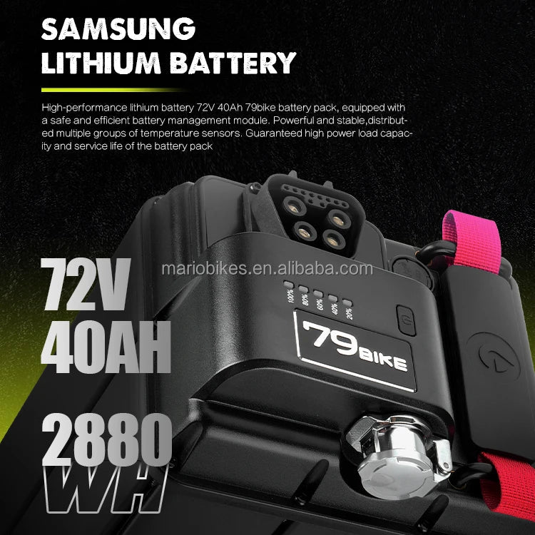 KTX-279443 Electric Dirt Bike 72V 40Ah Lithium Battery Off-Road Motorcycle Max Speed 100km/h Central Motor 19" Wheels