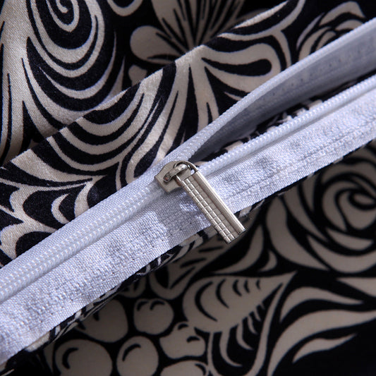 KTX-279827 Gold Withered Head Polyester Quilt Cover Set - Reactive Printing, Plain Weave, Personalized Fashion Design