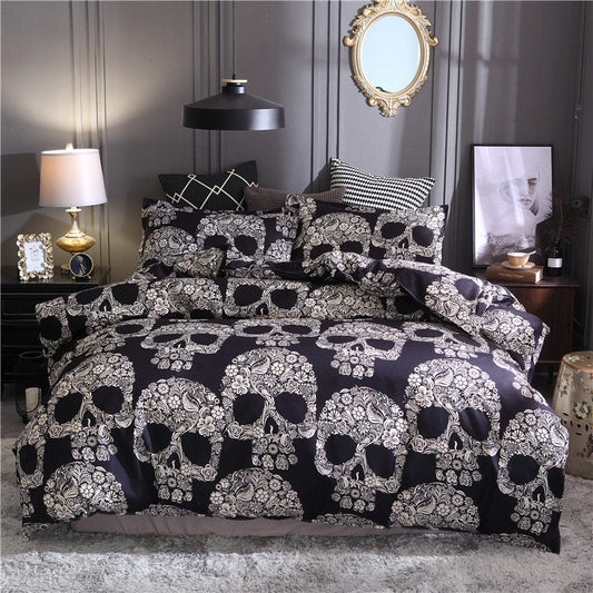 KTX-279827 Gold Withered Head Polyester Quilt Cover Set - Reactive Printing, Plain Weave, Personalized Fashion Design