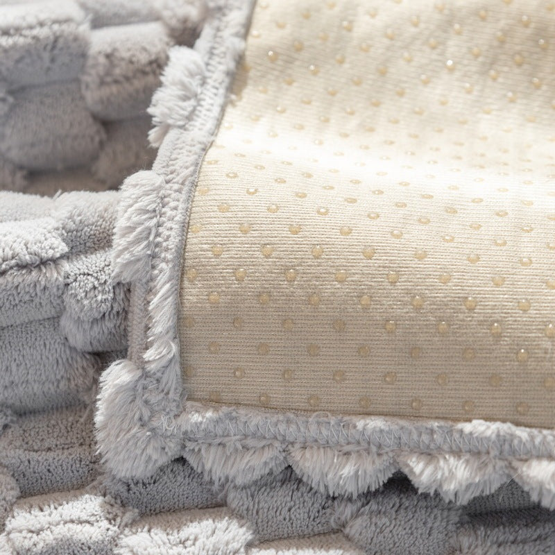 KTX-279955 Cozy Thickened Honeycomb Velvet Sofa Cushion - Dustproof Non-slip Cover in Flannel