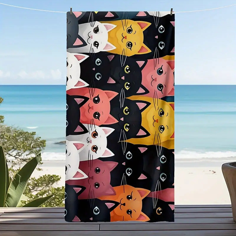 KTX-280467 Microfiber Beach Towel with Vibrant Prints - Soft and Quick-Drying Bath Towel