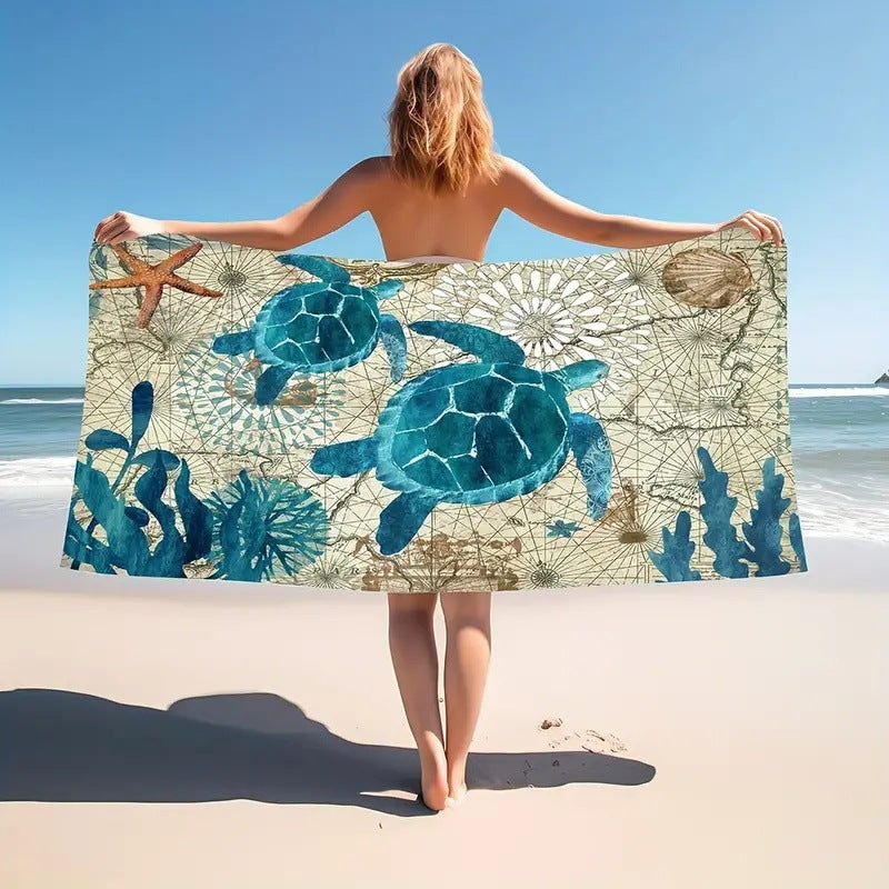 KTX-280467 Microfiber Beach Towel with Vibrant Prints - Soft and Quick-Drying Bath Towel