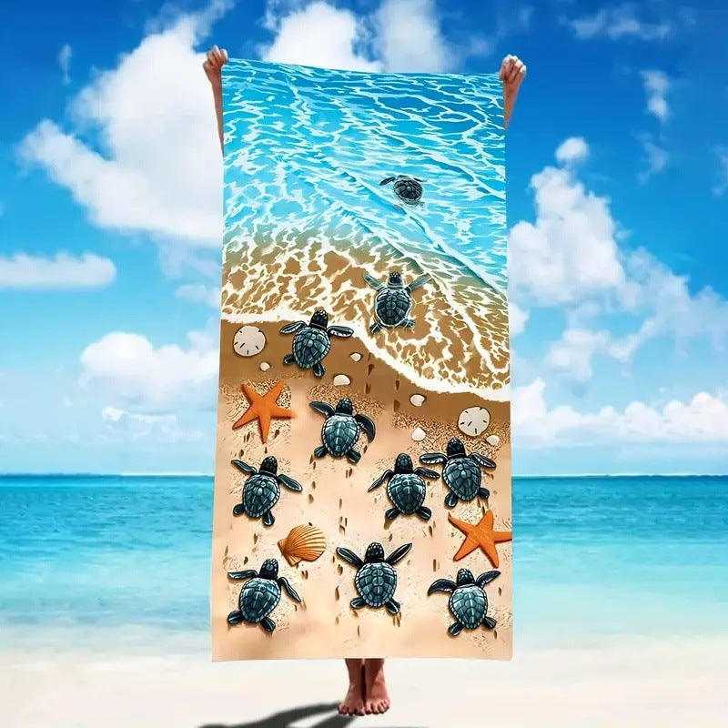 KTX-280467 Microfiber Beach Towel with Vibrant Prints - Soft and Quick-Drying Bath Towel
