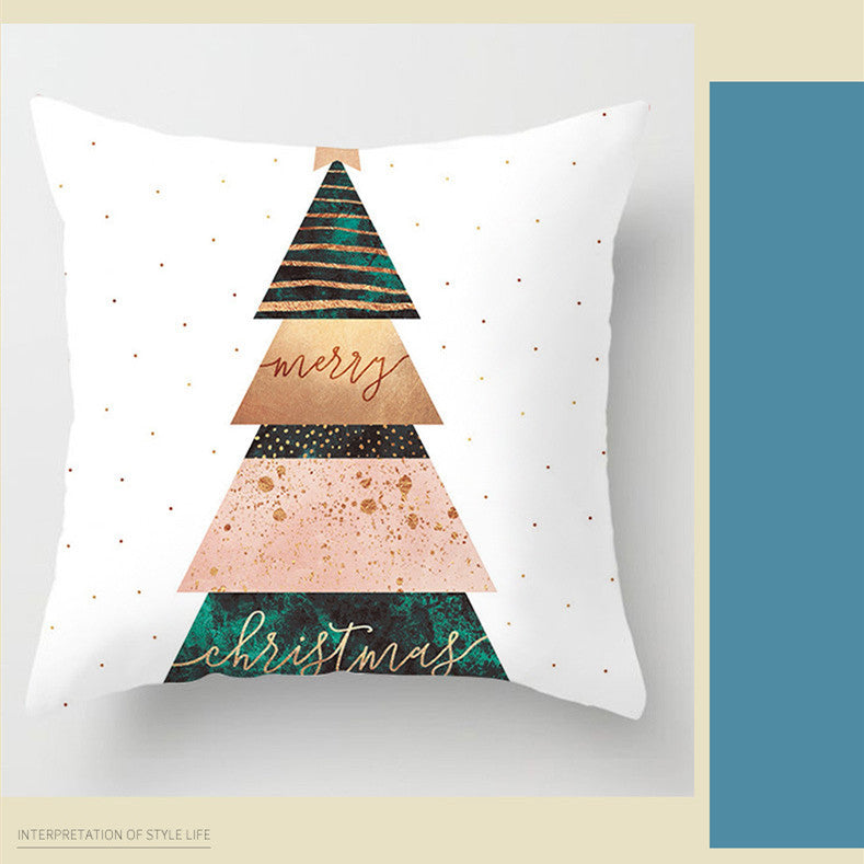 KTX-281107 Christmas-Themed Peach Skin Pillowcase for Home and Car - 45x45cm