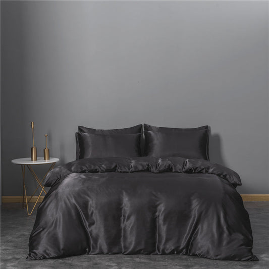 KTX-281683 Silk-like Three-Piece Duvet Cover Bedding Set in Multiple Colors and Sizes