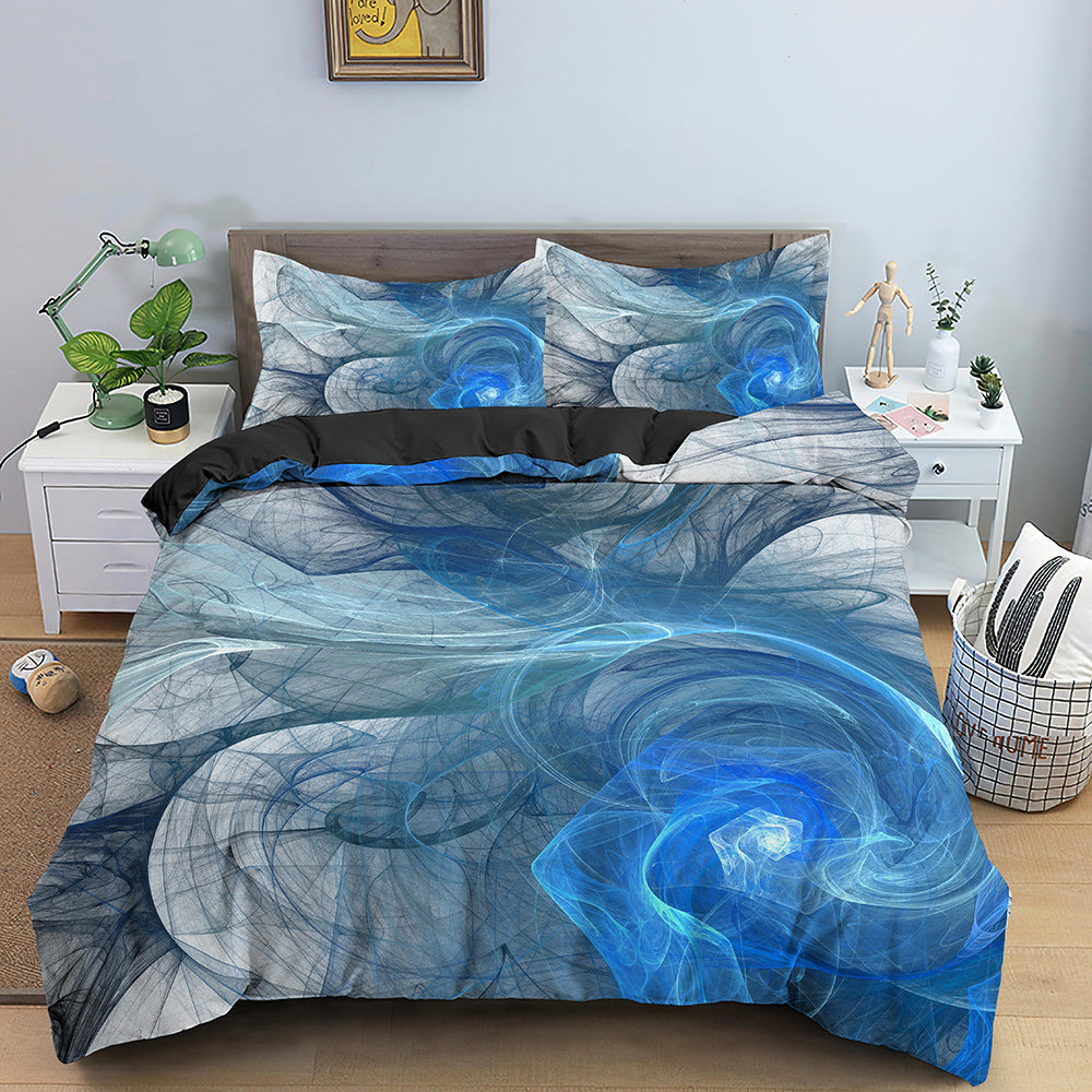 KTX-282515 3D Geometric Print Bedding Set - Quilt Cover, Bedspread & Pillowcase, EU King Size 220x240 cm