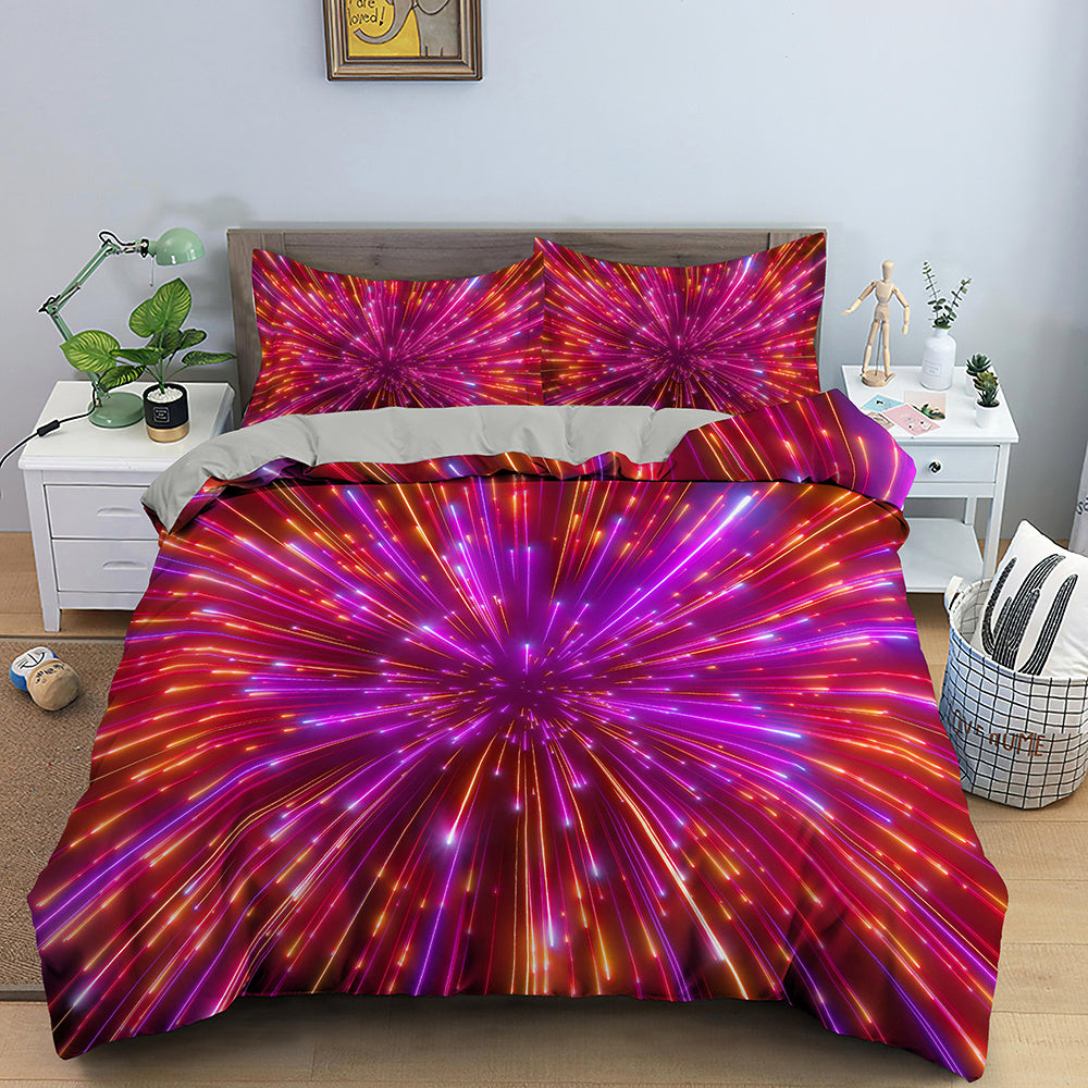 KTX-282515 3D Geometric Print Bedding Set - Quilt Cover, Bedspread & Pillowcase, EU King Size 220x240 cm