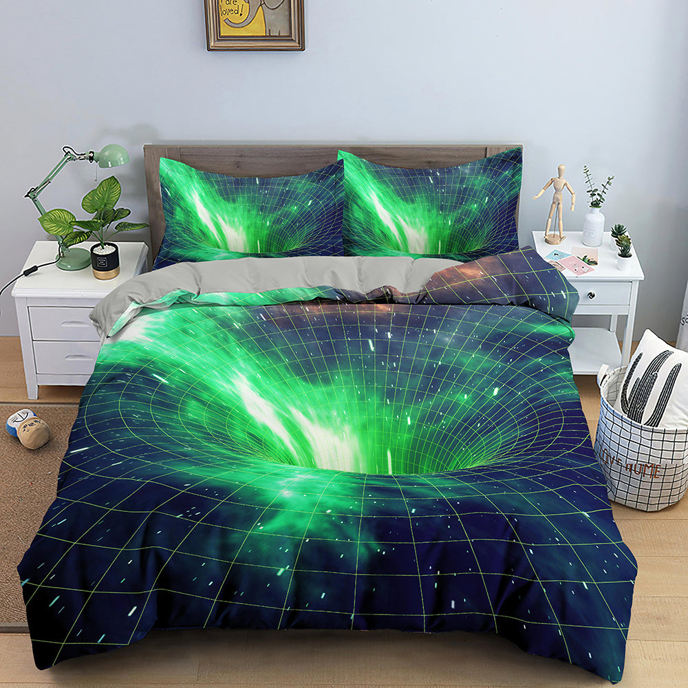 KTX-282515 3D Geometric Print Bedding Set - Quilt Cover, Bedspread & Pillowcase, EU King Size 220x240 cm