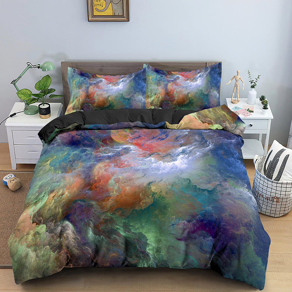 KTX-282515 3D Geometric Print Bedding Set - Quilt Cover, Bedspread & Pillowcase, EU King Size 220x240 cm