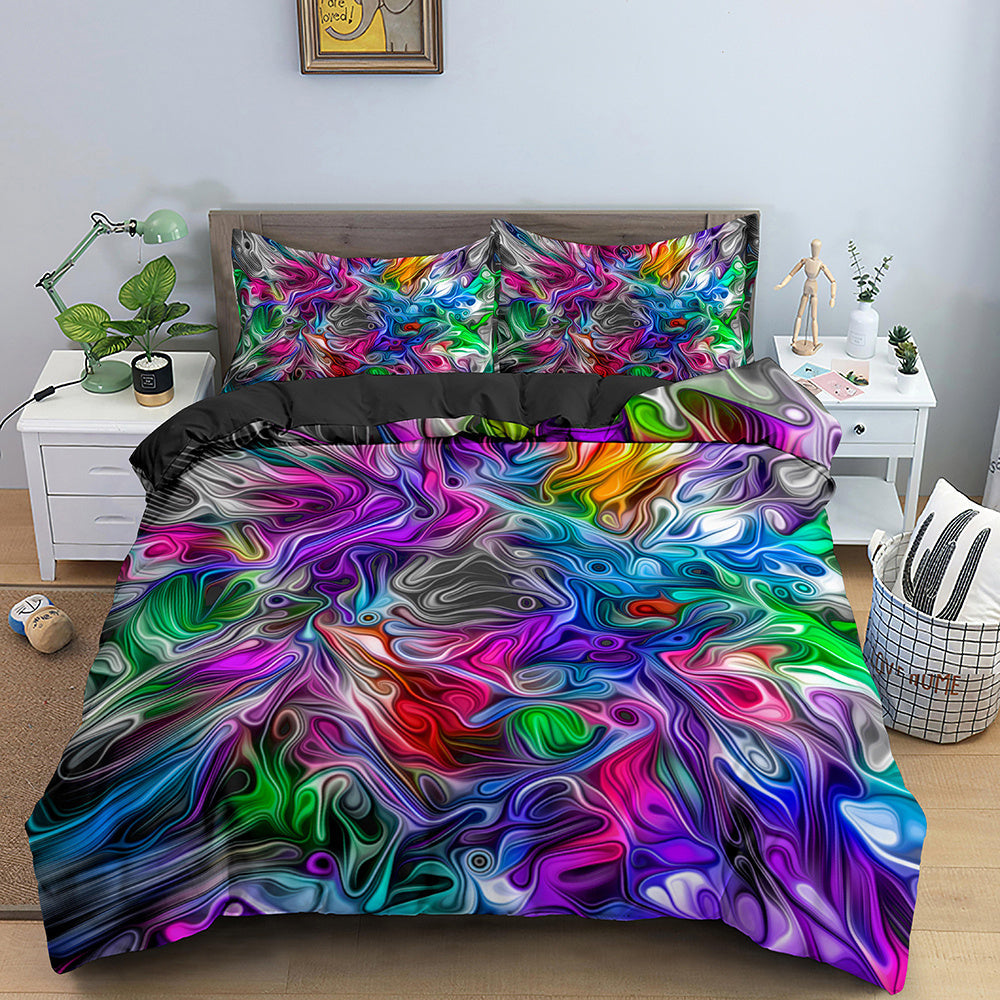 KTX-282515 3D Geometric Print Bedding Set - Quilt Cover, Bedspread & Pillowcase, EU King Size 220x240 cm