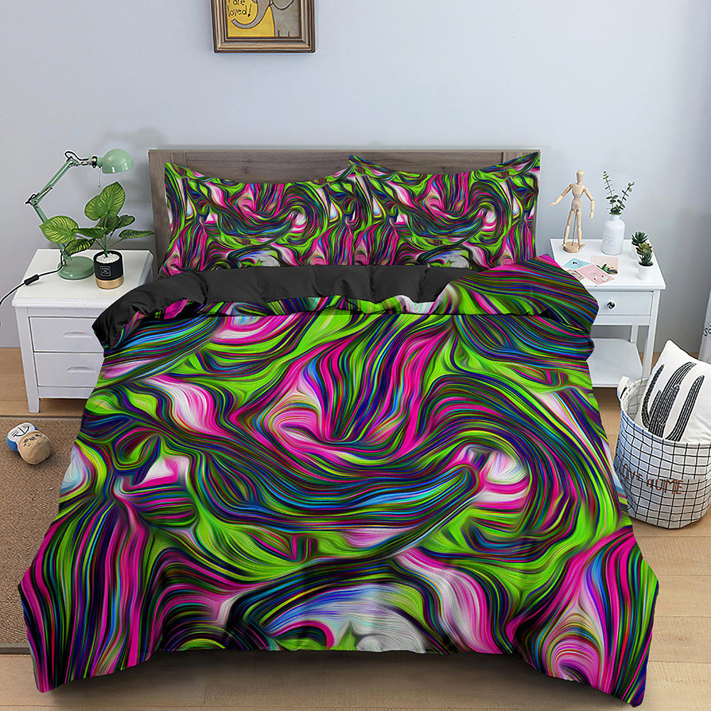 KTX-282515 3D Geometric Print Bedding Set - Quilt Cover, Bedspread & Pillowcase, EU King Size 220x240 cm