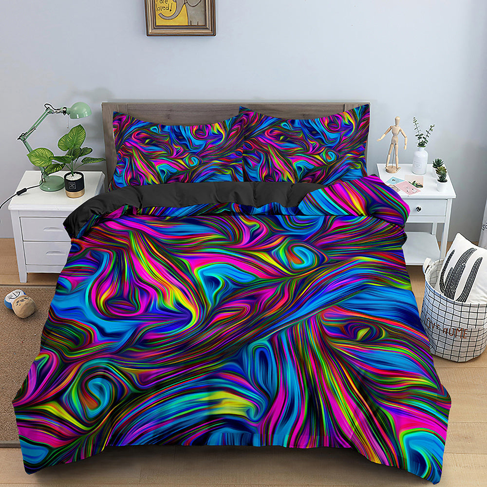 KTX-282515 3D Geometric Print Bedding Set - Quilt Cover, Bedspread & Pillowcase, EU King Size 220x240 cm