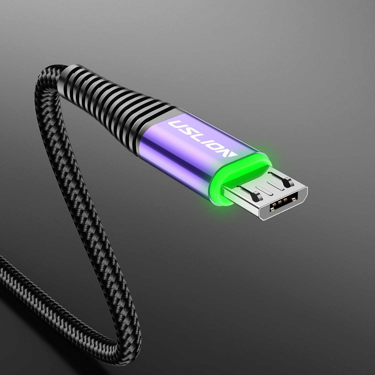 KTX-283411 LED Micro USB Charging Cable with 3A Fast Charge - Available in Multiple Lengths and Colors