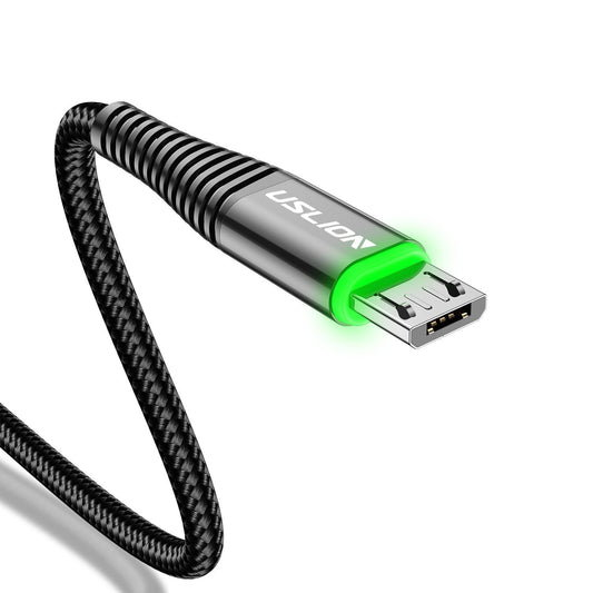 KTX-283411 LED Micro USB Charging Cable with 3A Fast Charge - Available in Multiple Lengths and Colors