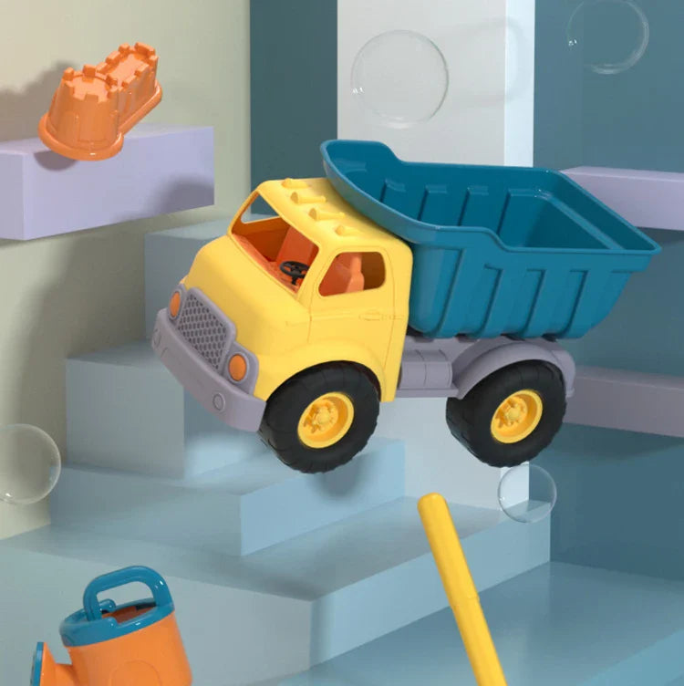 KTX-283603 Kids Beach Toy Set - 5-Piece Portable Sand Moulds with Bucket and Shovel for Outdoor Play