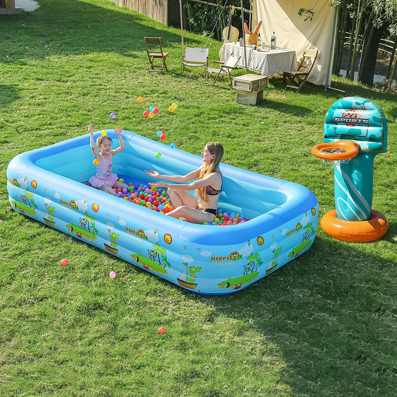 KTX-284755 Foldable Inflatable Swimming Pool in Multiple Sizes, Waterproof Eco-Friendly PVC, Ideal for Family Fun