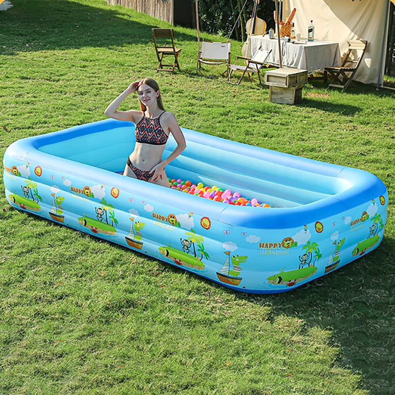 KTX-284755 Foldable Inflatable Swimming Pool in Multiple Sizes, Waterproof Eco-Friendly PVC, Ideal for Family Fun