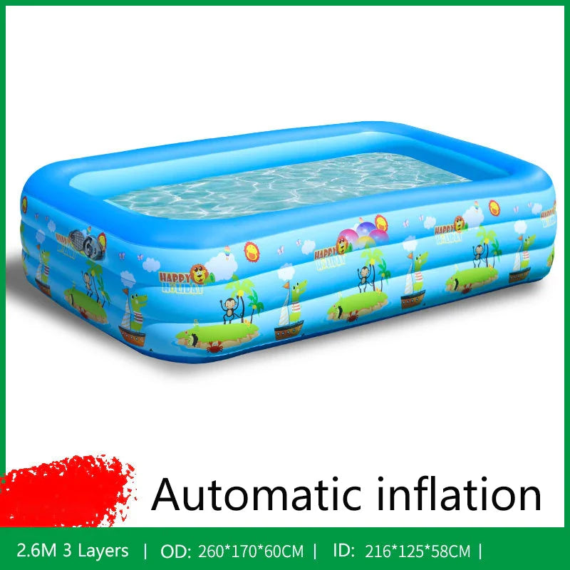 KTX-284755 Foldable Inflatable Swimming Pool in Multiple Sizes, Waterproof Eco-Friendly PVC, Ideal for Family Fun