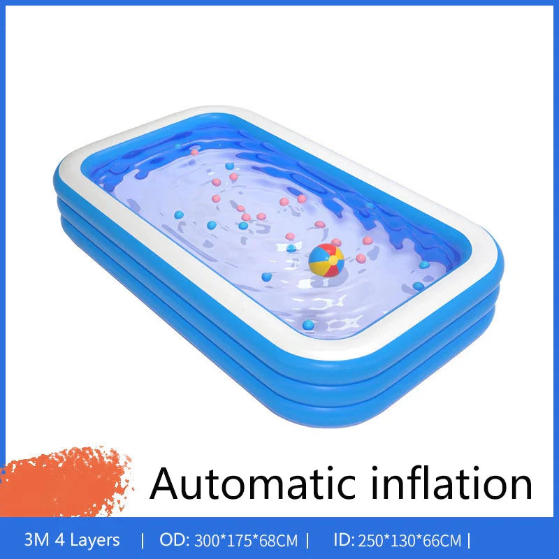 KTX-284755 Foldable Inflatable Swimming Pool in Multiple Sizes, Waterproof Eco-Friendly PVC, Ideal for Family Fun