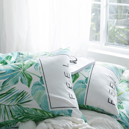 KTX-284819 Four-Piece Cotton Plant and Flower Quilt Cover Set