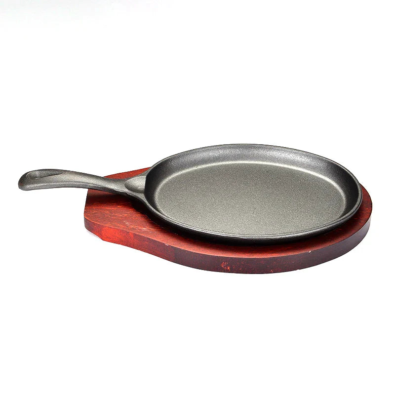 KTX-287315 Cast Iron Non-Stick Grill Pan with Handle for Outdoor BBQ and Induction Cooking