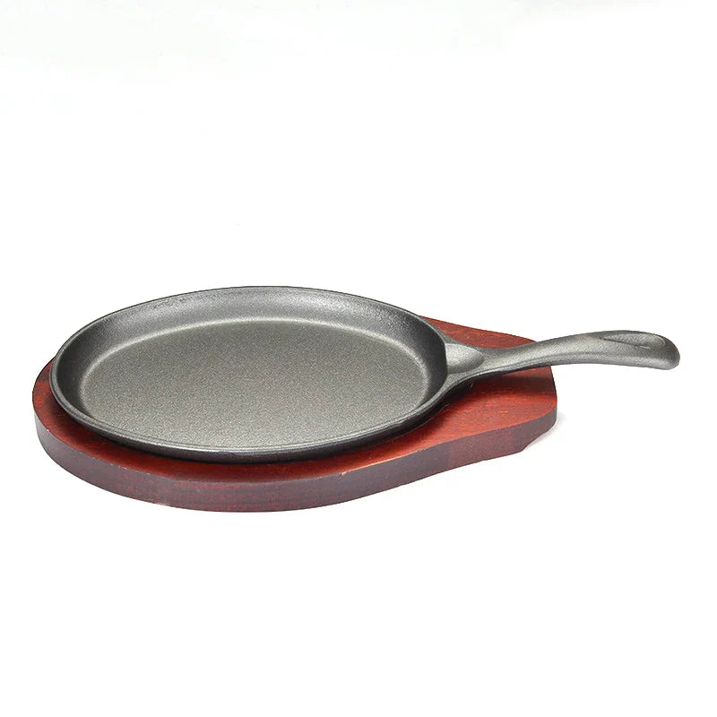 KTX-287315 Cast Iron Non-Stick Grill Pan with Handle for Outdoor BBQ and Induction Cooking