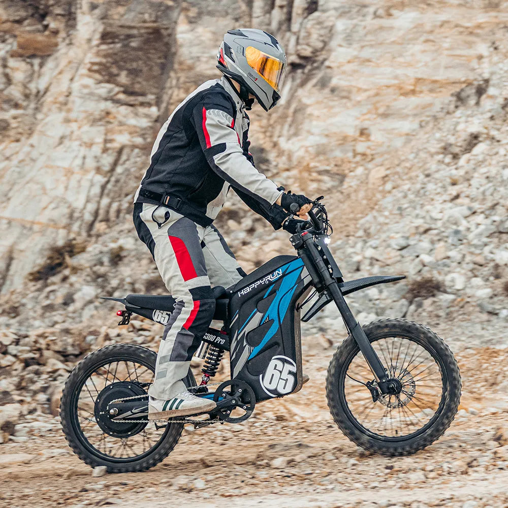 KTX-287507 HappyRun Tank G300 Pro Blue 6500W Electric Dirt Bike - Off-Road Mountain E-Bike with Fat Tires