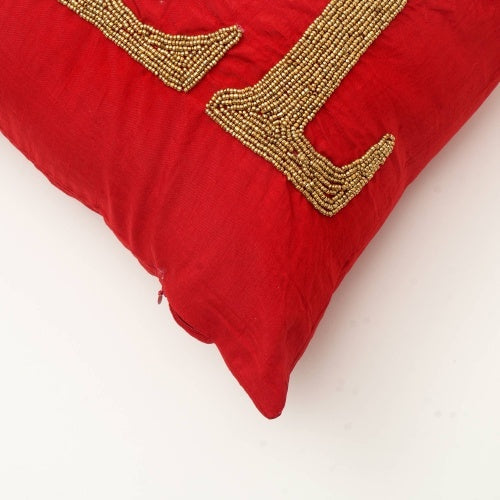 KTX-287763 Handmade Red Bead Wooden Pillow with Intricate Design and Durable Base