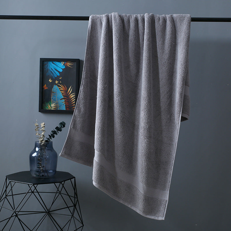 KTX-288531 Thick Long-Staple Cotton Bath Towel - Soft, Absorbent, 80x160cm in White, Blue, and Dark Gray