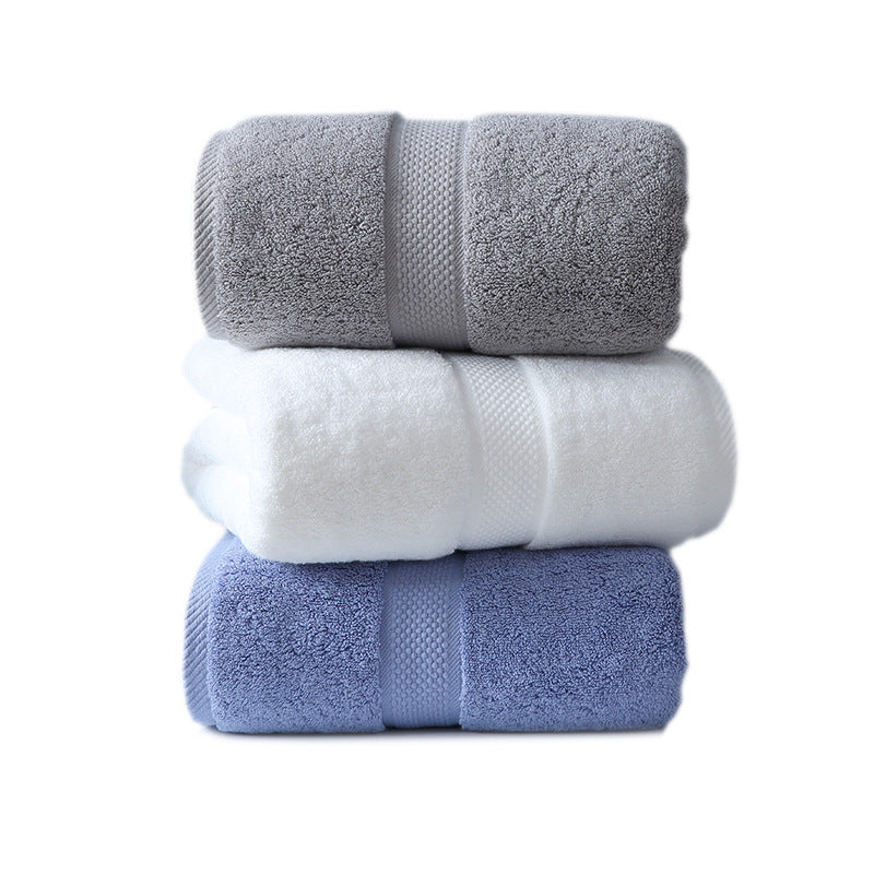 KTX-288531 Thick Long-Staple Cotton Bath Towel - Soft, Absorbent, 80x160cm in White, Blue, and Dark Gray