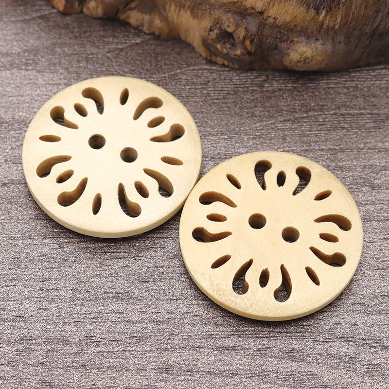 KTX-288787 Natural Wood Dyed Eye Buttons Set for Cardigans and Coats - 20 Pieces