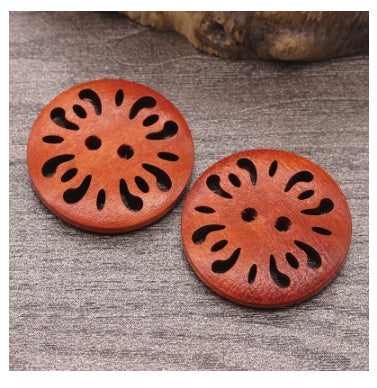 KTX-288787 Natural Wood Dyed Eye Buttons Set for Cardigans and Coats - 20 Pieces
