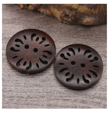 KTX-288787 Natural Wood Dyed Eye Buttons Set for Cardigans and Coats - 20 Pieces