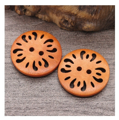 KTX-288787 Natural Wood Dyed Eye Buttons Set for Cardigans and Coats - 20 Pieces