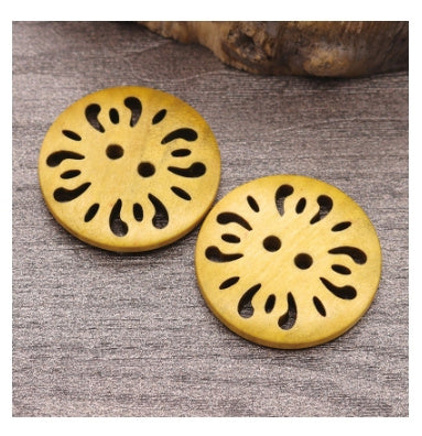 KTX-288787 Natural Wood Dyed Eye Buttons Set for Cardigans and Coats - 20 Pieces
