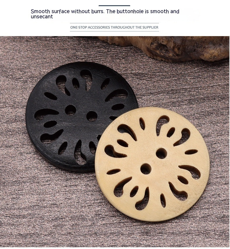 KTX-288787 Natural Wood Dyed Eye Buttons Set for Cardigans and Coats - 20 Pieces